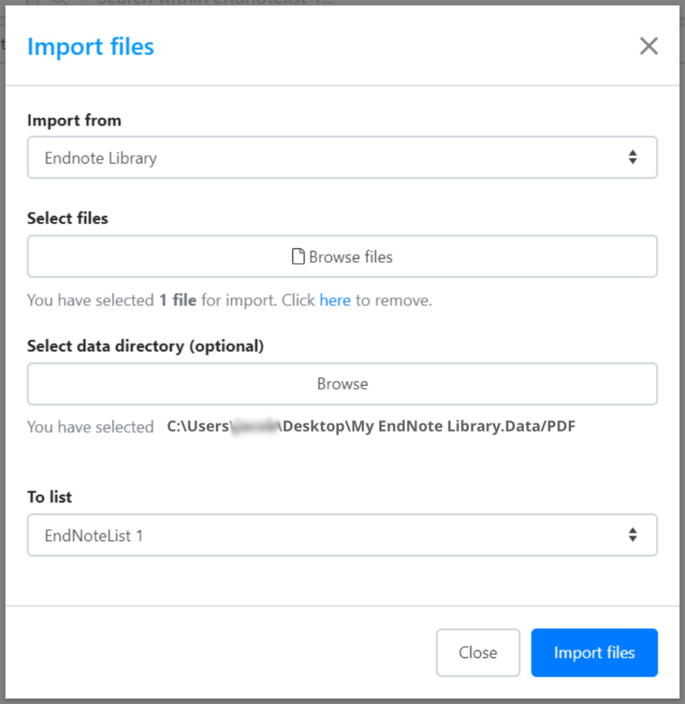 Screenshot showing how to save an EndNote library subset export for importing to Papers Desktop.